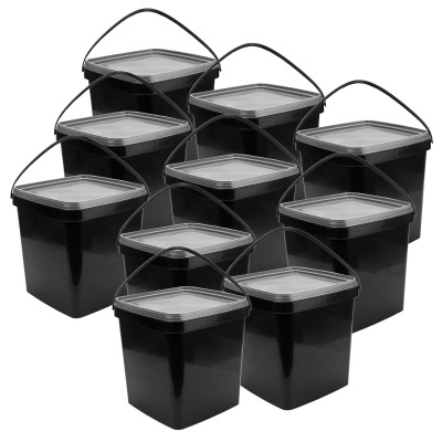 EuroCatch Eimer (wiederverschließbar) schwarz - transparenter Deckel - - 5l - 10 Stück