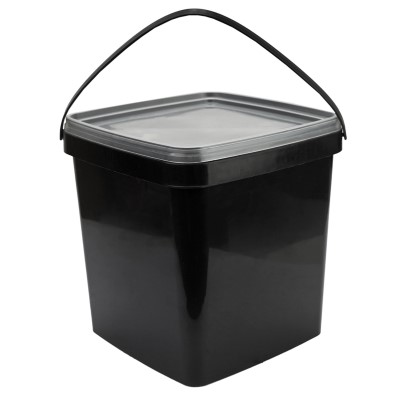 EuroCatch Eimer (wiederverschließbar) schwarz - transparenter Deckel - - 5l - 10 Stück
