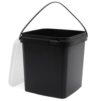 EuroCatch Eimer (wiederverschließbar) schwarz - transparenter Deckel - 5l