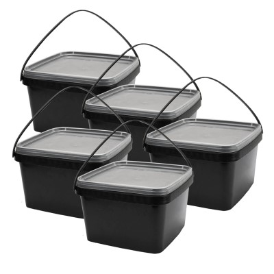 EuroCatch Eimer (wiederverschließbar) schwarz - transparenter Decke - 2,5ll - 5 Stück