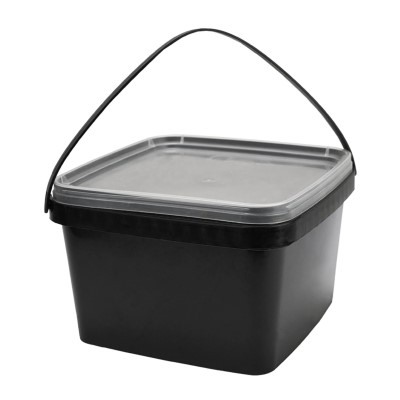 EuroCatch Eimer (wiederverschließbar) schwarz - transparenter Decke - 2,5ll - 5 Stück