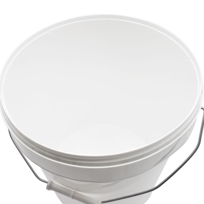 Kunststoffeimer weiß mit rotem Deckel 16l - Metallbügel - 10 Stück