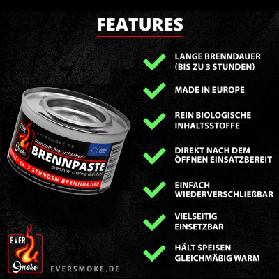 Eversmoke Premium Sicherheitsbrennpaste / Brenngel 200g, 12 Stück