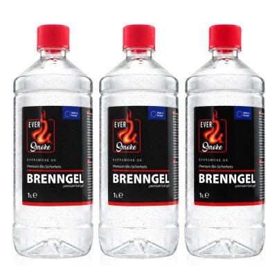 Eversmoke Premium Bio-Sicherheits Brenngel - Brennpaste 1 Liter, 3 Stück