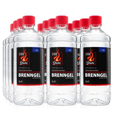 Eversmoke Premium Bio-Sicherheits Brenngel - Brennpaste 1 Liter, 12 Stück