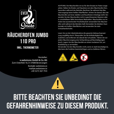 Eversmoke Räucherofen Jumbo 110 Pro inkl. Thermometer 46x28x110cm - 1Stück