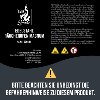 Eversmoke Edelstahl Räucherofen Magnum VA mit Scheibe inkl. Thermometer 46x28x88cm