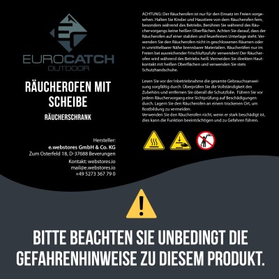 EuroCatch Räucherofen mit Scheibe - Räucherschrank medium - 44x28x80,5cm - 1Stück