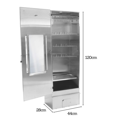 Eversmoke Räucherofen Edelstahl ‚Excellent II Large‘ Sichtfenster & Thermometer - 44x28x120cm
