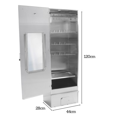 Eversmoke Räucherofen ‚Excellent II Large‘ groß - 44x28x120cm - 1Stück mit Scheibe incl Thermometer