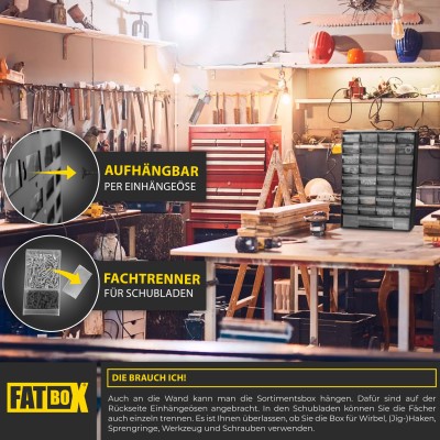 Fatbox Sortimentsbox mit 33 Schubladen (Kleinteilemagazin für Jigköpfe etc)