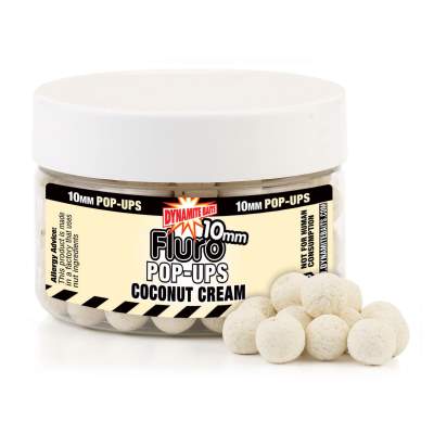 Dynamite Baits Coconut Cream Fluo Pop- Up Boilies 10mm, Coconut Cream - 10mm