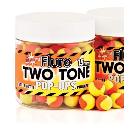 Dynamite Baits Tutti Frutti & Pineapple Fluro Two Tone Pop- Up Boilies 15mm Tutti Frutti & Pineapple - 15mm