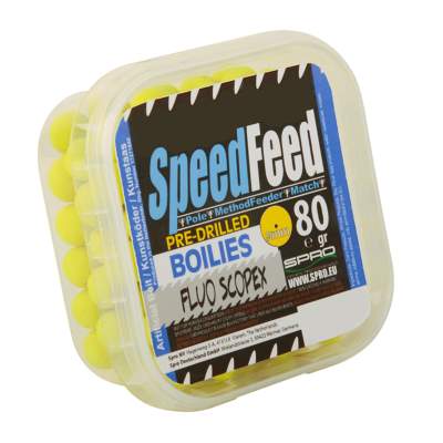 SPRO SpeedFeed Pre- Drilled Boilies 9mm Fluo Scopex,