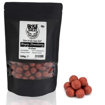 BAT-Tackle Böse Boilies, 500g - 18mm - Angry Strawberry - red