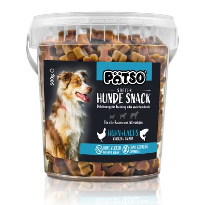 PÄTSO Hunde Snack Trainingssnack 500g - Huhn + Lachs - Soft Bone