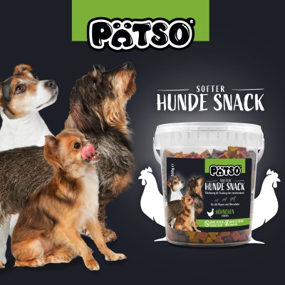 PÄTSO Hunde Snack 3er Pack, 500g - Hühnchen - Mini Heart Mix