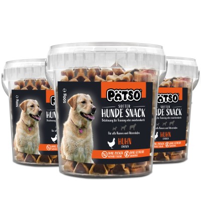 PÄTSO Hunde Snack 3er Pack Trainingssnack 500g - Huhn - Duo Heart Mix