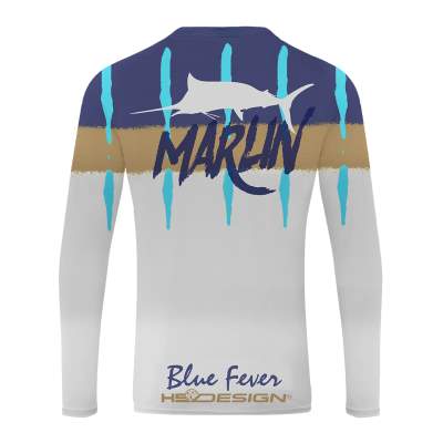 Hotspot Design T-Shirt Performance LS - Marlin Gr. XXL - White/Blue