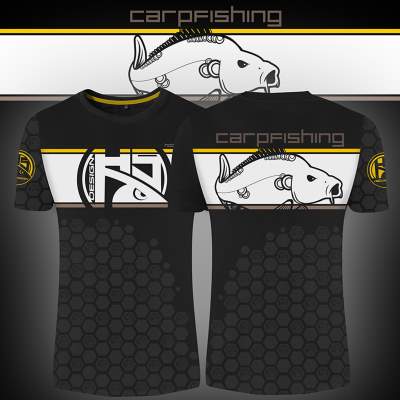 Hotspot Design T-Shirt Linear Carpfishing, Gr. L - schwarz