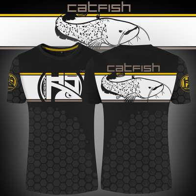 Hotspot Design T-Shirt Linear Catfish Gr. L - schwarz