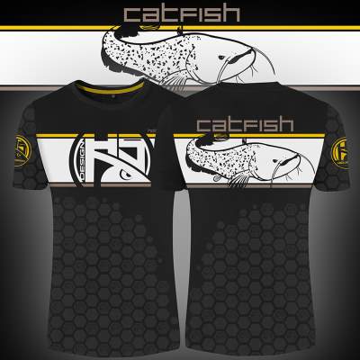 Hotspot Design T-Shirt Linear Catfish, Gr. L - schwarz