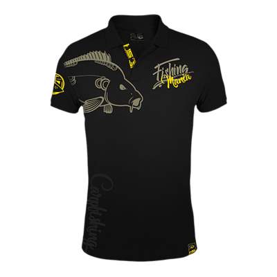 Hotspot Design Polo Fishing Mania Carpfishing Angelshirt schwarz, XXL