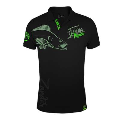 Hotspot Design Polo Fishing Mania Zander - Angelshirt schwarz, M