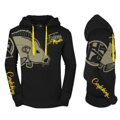 Hotspot Design Hoodie Sweatshirt Fishing Mania Carpfishing, schwarz - Gr. S