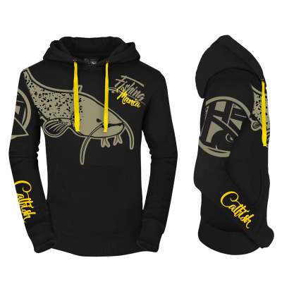 Hotspot Design Hoodie Sweatshirt Fishing Mania CatFish Gr. M, schwarz - Gr.M - 1Stück