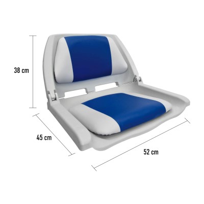 Waterside Klappbarer Design Allwetter Bootssitz (Boat Seat) mit Polster grau/blau,