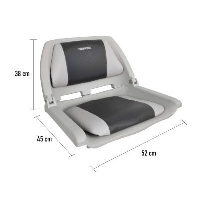 Waterside Klappbarer Design Allwetter Bootssitz (Boat Seat) mit Polster grau/anthrazit,