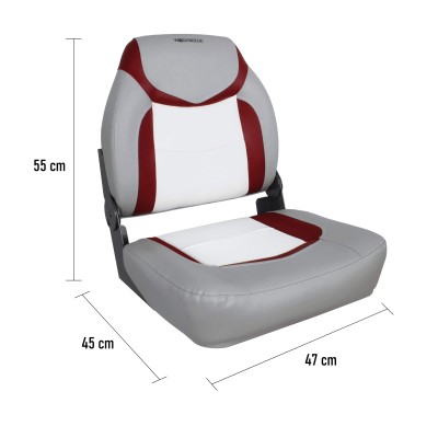 Waterside Bootssitz (Boat Seat) Fisherman Premium grau/rot/weiß,