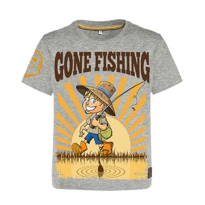 Hotspot Design T-Shirt children Gone Fishing - Gr. 7/8 years, Gr. 7/8 Jahre - grau melange