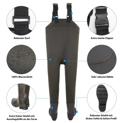 X-Version Fly Thinsulate 3M Neopren Wader Wathose Gr. 46-47