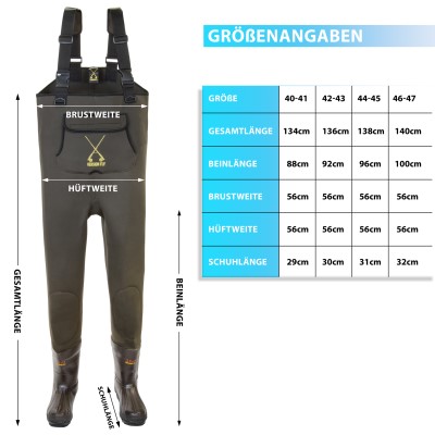 X-Version Fly Thinsulate 3M Neopren Wader Wathose Gr. 44-45