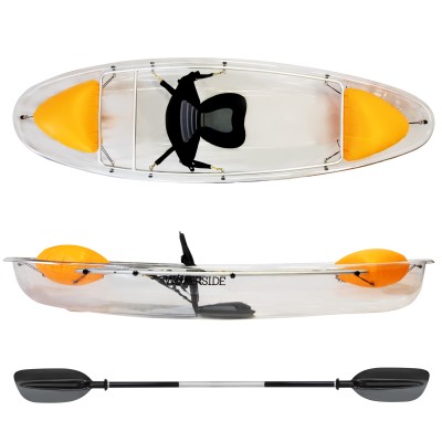 Waterside Kanu transparent, 2,45m inkl. deluxe seat, 220cm paddle, 2 x safety ball