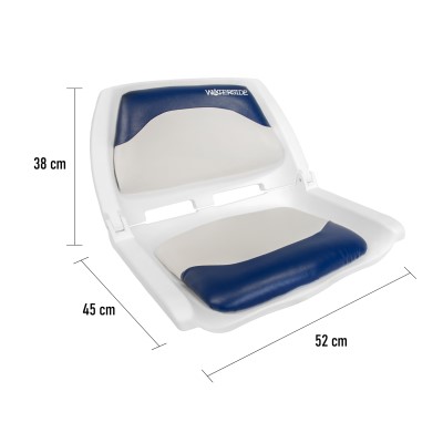 Waterside Captain Deluxe Allwetter Bootssitz mit Polster(Boat Seat) weiß/blau