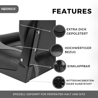 Waterside Luxus Low Back Bootssitz - Palmer - Dark Series black/grey
