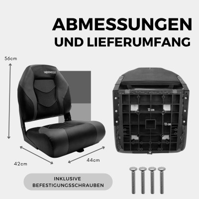 Waterside Luxus Low Back Bootssitz - Palmer - Dark Series black/grey