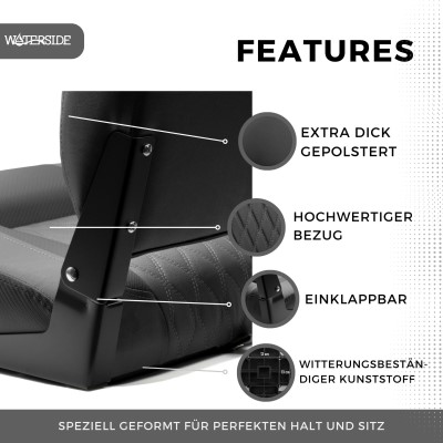 Waterside Luxus Low Back Bootssitz - Douglas - Dark Series Bootsstuhl, Steuerstuhl charcoal-black