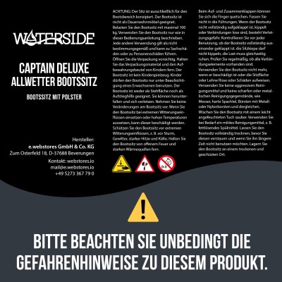 Waterside Captain Deluxe Allwetter Bootssitz mit Polster(Boat Seat) weiß/blau