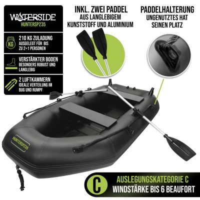 Waterside Schlauchboot Hunter-SP 235 inkl. E-Motor & Halterung,