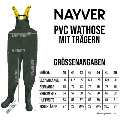 NAYVER PVC Wathose mit Trägern Gr. 44