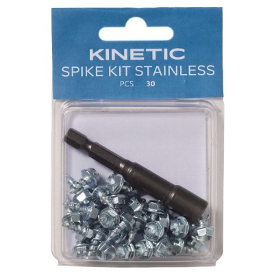 Kinetic Spike Kit Stainless Spikes für Watschuhe 30 Stück + Montagewerkzeug