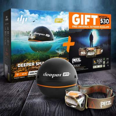 Deeper Smart Sonar Pro+ Geschenk Bundle inkl. Petzl Kopflampe,