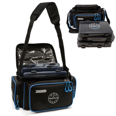 Pro Tackle STRIKE Shoulder Bag incl. 3 Boxes - Tasche Black - Blue Lining
