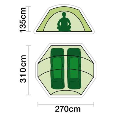 JRC Contact XXL 2Man- Zelt 310x27x135cm - grün - 7kg