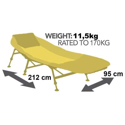 JRC Extreme 3leg Bedchair Liege, 212x95x45cm - grün - 11,5kg - TK170kg