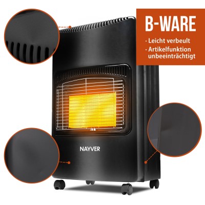 NAYVER Gasheizofen inkl. Schlauch und Druckminderer B-Ware - Camping Heizung Schwarz